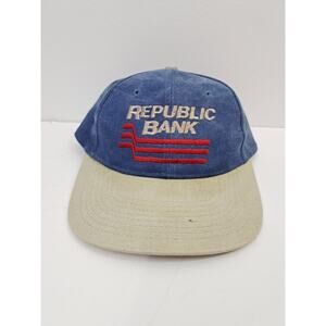 Hitwear Vintage Blue Embroidered Republic Bank Hat Cap Adjustable